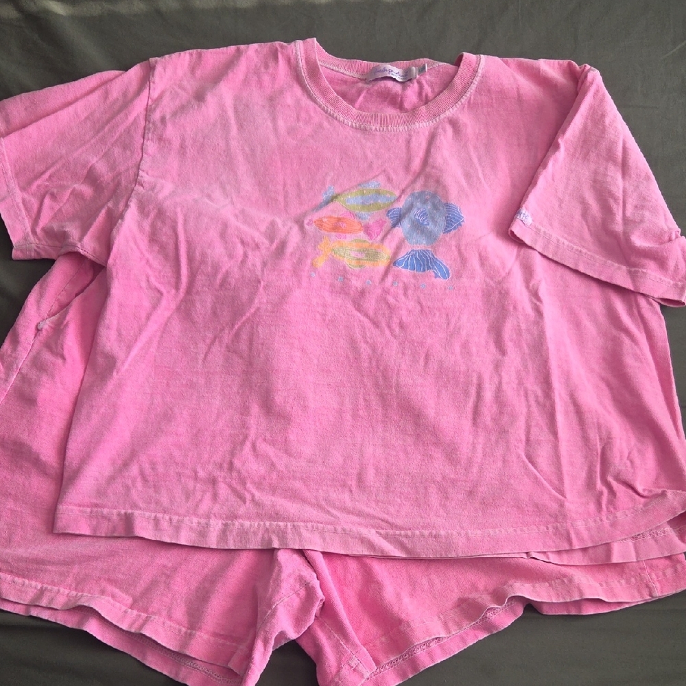Vintage Fresh Produce Pink Graphic T-Shirt and Shorts Set